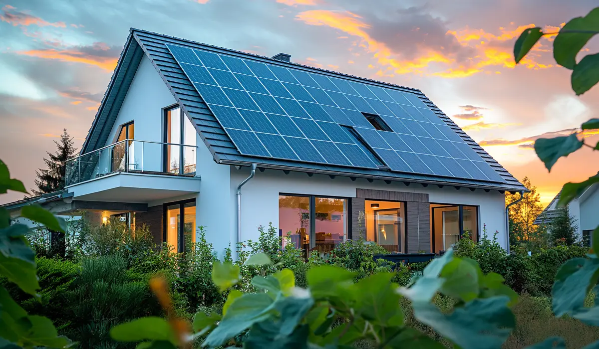 Vivienda moderna con paneles solares y diseño eficiente en Lanzarote